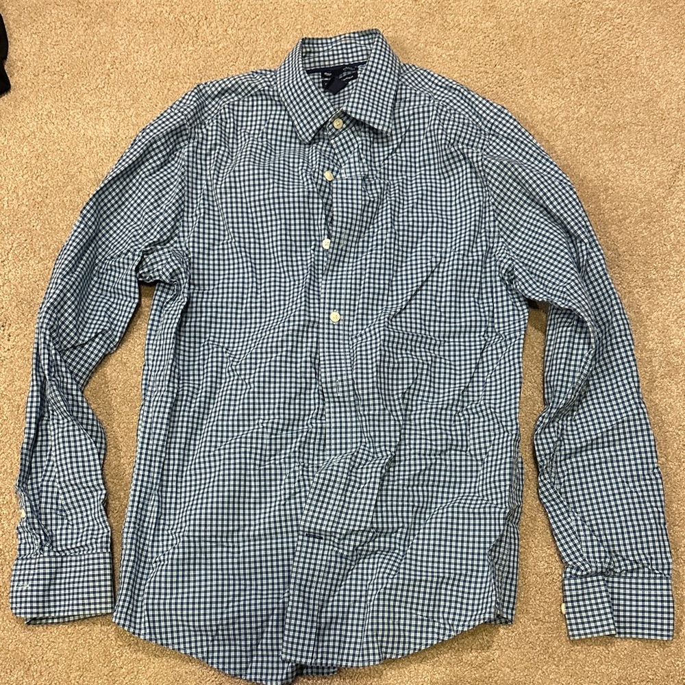 GAP Men's Blue & Green Checkered Button Down Shirt